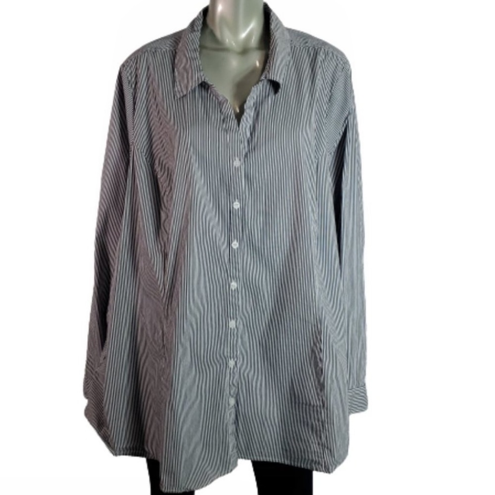 Torrid Stripe Poplin Button Down Shirt 6X - Picture 2 of 5